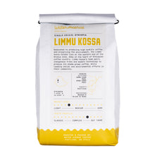 Load image into Gallery viewer, Coffee bag labeled 'Walter Avenue' with details about 'Limmu Kossa' coffee from Ethiopia on a white background.